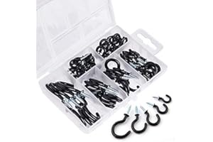 KWODE Schraubhaken Vinyl beschichtet Cup Haken, 53 Stück, 5 Größen (Schwarz)