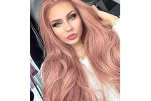 Cosswigs Long Wavy Lace Front Wig for Women Glueless Synthetic Pink Wig Heat Ok 24inches