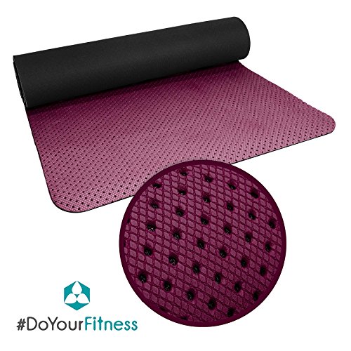 Rutschfeste Yogamatte »Suri« aus umweltfreundliche und weichen TPE hergestellt ( Maße: 183 x 61 x 0,5 cm ) inkl gratis Tragebänder für die Matte – die ideale Matte für Yoga & Pilates – natürlich geruchslos / in den Farben schwarz, blau, grün, orange, türkis und pink / auch als Sportunterlage / Fitnessmatte bzw. Gymnastikmatte verwendbar. Die Oberfläche ist rutschfest, angenehm, strapazierfähig & langlebig. - 3