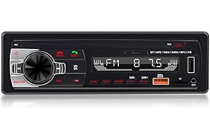 NHOPEEW Autoradio stéréo Bluetooth avec Double Port USB, FM, TF, égaliseur, entrée AUX, autoradio 1 DIN avec Lecteur MP3 et kit Mains Libres Bluetooth, 7 Couleurs de lumière