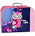 Produktbild Koffer / Kinderkoffer - " lustige Eule auf dem Ast " - Pappkoffer - groß - Puppenkoffer Koffer - Reisekoffer aus Pappe mit Metall Griff - für Kinder Jungen & Mädchen - Geschenkekoffer - Karton - Spielekoffer - groß - ideal für Spielzeug und als Geldgeschenk - Reisekoffer / Geschenkekoffer - Spielzeugkoffer - Malkoffer / Köfferchen - Motivkoffer - Eulen Eulenmotiv - Blumen