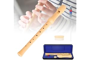 REMAGIC Recorder Instrument for Adults Kids Beginners, German fingering C Key Soprano Wooden Recorder, Musical Instruments Flute Instrument, 2-piece Type Recorder With Hard Case, Cleaning Brush, Cork Paste
