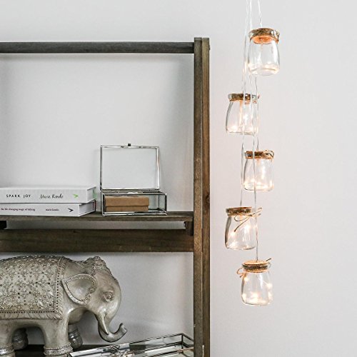 Beleuchtete Deko Einmach-Gläser gefüllt mit Silberdraht Lichtern, batteriebetrieben, 15 LEDs in warmweiß, 68cm, von Festive Lights - 4