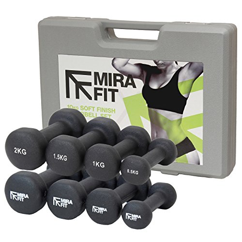 Preisvergleich Produktbild Mirafit 10 kg Kurzhantel-Gewichtsset mit Tragekoffer - Schwarz