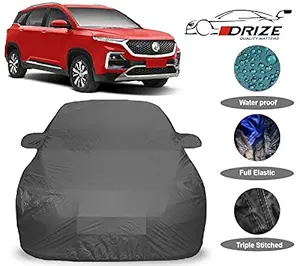 DRIZE Prime Quality Car Body Cover for MG Hector with Mirror Pockets-Triple Stitched-Fully Elastic-Ultra Surface Body Protection (Grey Look)