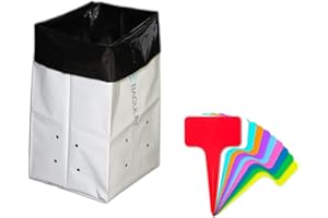 Bagulet 11 Litres Plastic Grow Bag Set - 50 Pack – Made of Durable Thick Poly Panda Film Black and White for Plant Nursery Growing Garden Seed or Rooting Pot Fabric Alternative, Complete with 10 Tags