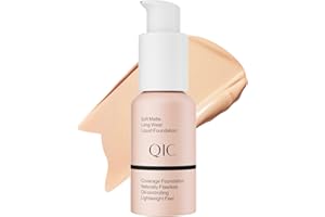 QIC Full Coverage Foundation, Wasserfestes & Langanhaltende Foundation mit Flawless Matt Finish, Poren kaschieren und Minimieren, Foundation Makeup, 30ml (Nude)