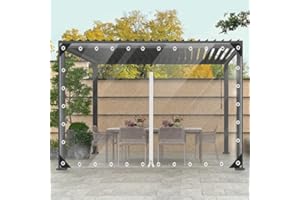 ‎EZCASCH Ezcasch Plane Transparent mit Reißverschluss Nach Maß, 2x2m(Höhe x Breite) Durchsichtige Plane mit Ösen, 420g/m² Abdeckplane Wasserdicht Klare Abdeckfolie Windschutz für Außenbereich