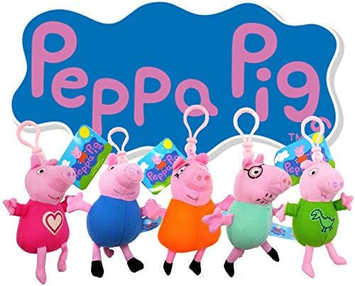 Peppa Pig Plush Doll Keyclip Keychain - Clip, Toy, Key, Ring, Game - Gift For Kids, Boys, Girls, Child, Children - School Backpack Accessory - Great Stoking Filler, Present, Birthday, Easter, Christmas, Xmas (One Supplied)