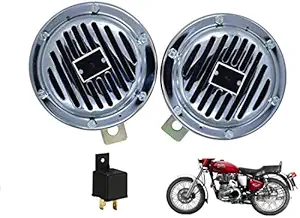 Generox Delux 12V Disc Horn for Royal Enfield Bullet Electra (Set of 2) with 4 Pin Relay Passenger Car