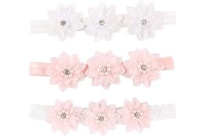 SJBAUTYO 3 Stück Baby Mädchen Nylon Stirnbänder,Stretchy Nylon Baby Stirnband,Blume elastisches Haarband Schleifen Haarschmuck,Haarreif für Kleinkind Party Fotografie