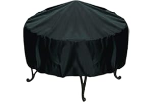 Yuanu Housse de Protection pour Brasero Rond Étanche Anti-UV Housse de Barbecue Respirant Tissu Oxford Extérieur Jardin Patio Couverture de Foyer pour Poêle Noir 120CM*20CM