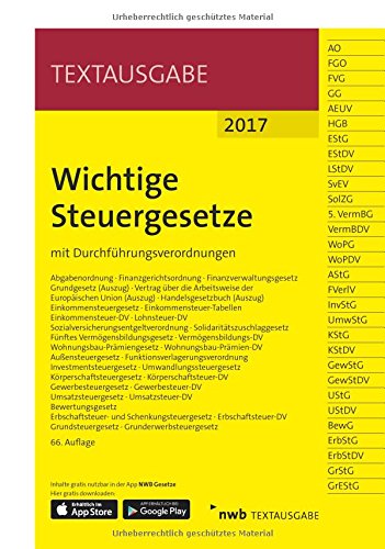 Download Wichtige Steuergesetze: mit Durchführungsverordnungen. (NWB
Textausgabe) PDF kostenlos