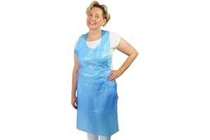 ARNOMED PE Disposable Aprons Pack of 25 Waterproof Plastic Aprons 55µ Thick Blocked Disposable Aprons Size 100 x 150 cm Apron Blue Oil Resistant Butcher Apron Medical Disposable Apron