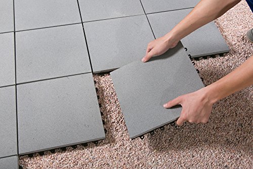 BodenMax® Sandstein Naturstein Click Bodenfliesen Set 30 x 30 cm Terrassenfliesen sand stone Terrassenplatte Stein Fliese anthrazit Klickfliesen grau (8 Stück) - 4