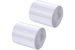 Oneyijun 2 Rollos 3m x 5cm Cinta Reflectante de Seguridad PVC - Banda Adhesiva Reflectante de Alta Intensidad para Señalización Vial, Protección Industrial y Chalecos - impermeable (Blanco)