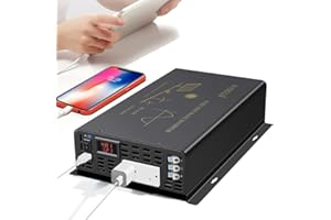 WZRELB 3000W Pure Sine Wave Power Inverter 48VDC to 120VAC 6000W Peak Dual AC Outlets 2× 2.4A USB Port &Hardwire Terminal Off-Grid Solar Converter RV Trucks (U5-300048)