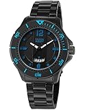 SHARK ARMY Herren Armbanduhr Analog Milit?r Quarzuhr Datum Anzeige Schwarz Stahl Band SAW218