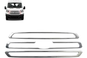 ROBUST CAR PARTS ROBUST 3 Pcs Front Grill Chrome Cover Trim Stainless Steel for Ford Transit Mk8 2014 Onwards