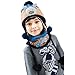 Wawoo®Baby Boys/Girls Beanie Cap Children's Knitted Winter Wool Pom Pom Hat with Ears Flap & Chin Strap + Scarf Collar Santa Elk 2-4-8T Kids