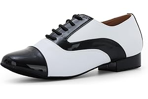 Syrads Zapatos de Baile Sintético para Latino Hombre Salsa de Tacón Bajo Práctica Danza Zapatos 2.5 cm,Negro