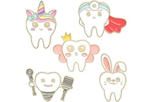 VNEWSCHI Protect Your Teeth Enamel Pin Fight Against Tooth Decay Dentist Nursing Lapel Badge Rabbit Tooth Brooches Backpack Jewelry Accessories Gift, Metal, no gemstone