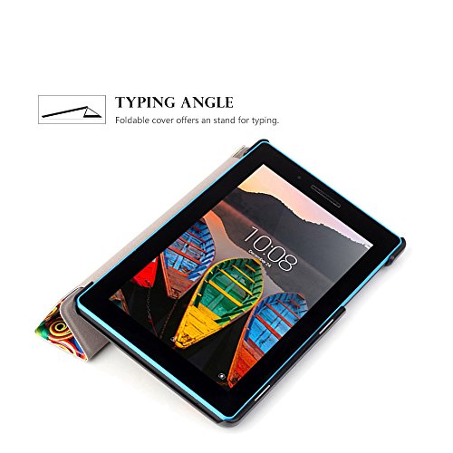 Lenovo Tab3 7 Essential Hülle – Ultra Dünn und Leicht PU Leder Schutzhülle mit Standfunktion für Lenovo Tab3 7 Essential 17,78 cm (7 Zoll IPS) Tablet 2016 Release, Bunte Spirale - 6