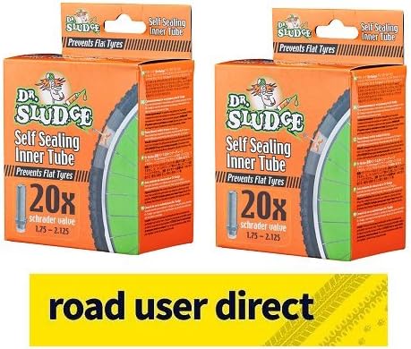 2 x 20" Dr Sludge Bike Inner Tubes - Instant Puncture Seal 20x1.75 - 2.125 Schrader / Car Valve