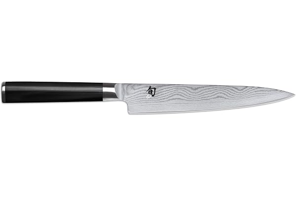 KAI Shun Classic Couteau Utilitaire Japonais 15 cm Longueur de Lame - Couteau Damas 32 Couches Noyau VG MAX - 61 (±1) HRC - bois de pakka - Fabriqué au Japon - Forgé