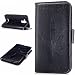Produktbild Lonchee ASUS Zenfone 3 Max ZC520TL Wallet Tasche Brieftasche Schutzhülle , Ahornblatt geprägtes Muster Design Hochwertige PU Leder Folio Tasche Case Hülle im Bookstyle mit Standfunktion Kredit Kartenfächer (schwarz)