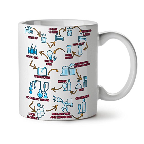 WellcodaChemistry Geek Life Ceramic Mug, Lab Cup - Large, Easy-Grip Handle, Two Side Print, Ideal for Coffee & Tea Drinkers, Made