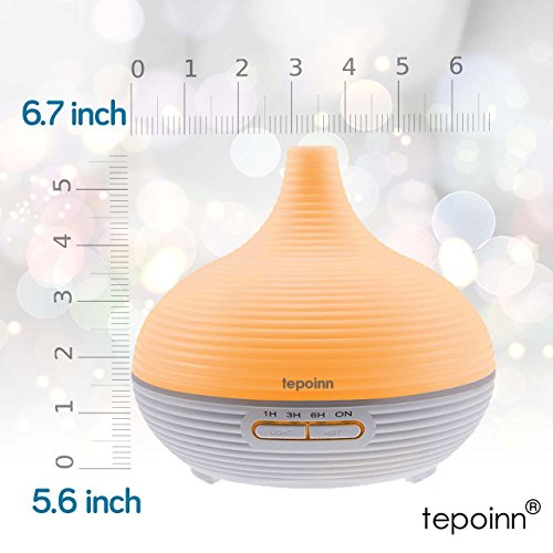 Tepoinn 300ml Aroma Diffusor Luftbefeuchter Ultraschall mit LED Farbwechsel Duftzerstäuber Humidifier Essential Oil Diffuser Purifier für Babies Kinder Haus Yoga Büro Spa – Weiß (300ml) - 9