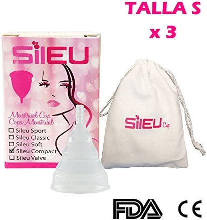 Menstrual Cup sileu Model Compact Folding for Worn comfortably Made From Surgical Medical Grade Silicone Talla S Buy 3 cups