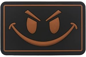 Trayosin Patch in PVC con velcro cattivo Smiley viso sorridente morale tattico militare ricamato gancio patch bagliore nel buio (H)