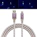 Produktbild LED Ladekabel Für Samsung S9, Siswong 1M Typ-C Micro USB Superlang Geflochten Aluminium 3.1 Twist Sync Datenkabel Netzkabel Ladegerät Kabel (Rose Gold)
