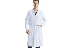 QICEDER Chemises de laboratoire de chimie pour garçons, Camis Blanc Laboratoire Homme, Femme, Chemise longue unisexe Manteau sanitaire pour étudiants scolaires, hôpital, médecin, pour étudiants en art
