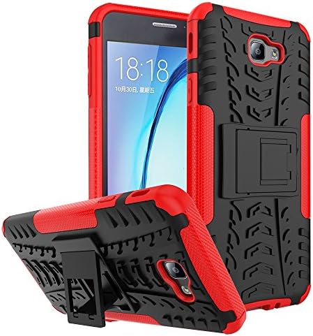 For sansung cellphone, For Samsung Galaxy On7 2016/Galaxy J7 Prime New Double-deck Mixed Armor Case Removable [bracket] 2 With A Strong Shock-proof Shell Cover (Color : Red)