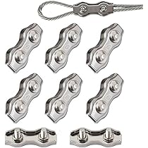 30 Pezzi Clip per Fune Metalliche, Morsetti Metallica da 3 MM Morsetto Cavo con 60 Viti Morsetti Doppi Tappo a Vite Terminale per 1.5-2.5 MM di Diametro Funi Metalliche e Cavi