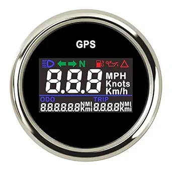 KAOLALI Digital GPS Speedometer Knots LCD Odometer Trip Meter Gauge for Car Truck Boat Yacht 52mm 9-32V (Black)