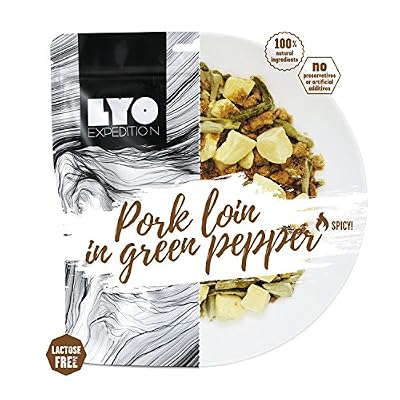 Lyofood lyof Ood schweinel fin en vert poivre Sauce avec pommes de terre 370 g | gefriergetr ocknetes repas sans lactose 2 Go Camping Randonnée Restauration nourriture viande alimentaire d'urgence pour les voyages