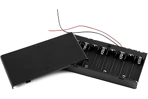 12 V 8 x AA batterihållare i plast, robust batteri med uttag, DIY och modellbau, lång batterihållare 12v, batterihållare 12v