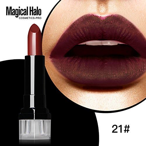 Magical Halo Long Lasting Matte Lipstick Waterproof 1PC Lip Cream Shimmer Lip Stick Nude Vampire Makeup Dark Purple Batom Blue (# 21)