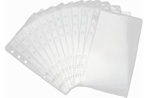 AXEWOODZ Buste trasparenti per raccoglitori formato A6, 12 pezzi, in PVC, con 6 fori, per organizzare foto, carte, banconote (A6)