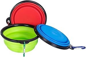 ZUOFENG Ciotole Pieghevoli per Cani Gatti 3 PZ, Mangiatoia Abbeveratoio Portatile in Silicone Alimentare con Gancio Porta Acqua, Facile da Trasportare, Risparmiare Spazio, 350ML