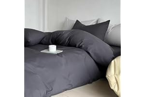 ‎ASHANLAN AShanlan Bettwäsche Set 200x200 cm Anthrazit Unifarben Uni Bettwäsche 100% Weiche Angenehme Mikrofaser - 1 Bettbezug 200 x 200 cm + 2 Kissenbezüge 80 x 80 Reißverschluss