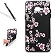 Produktbild Galaxy A5 2016 Hülle,3D Relief Hülle für Samsung A5 2016,Leeook Cool Retro Kreative Schön Schwarz Rosa Pfirsichblüte Blumen Floral Blumen Gemalt Muster Entwurf Weich Soft Zurück Back Soft TPU Silikon Gel Schutzhülle Handy Gürtel Tasche Schutzhülle Hülle Fall-Abdeckung Etui TPU Bumper Kratzfeste Scratch-Resistant Schale Case Cover für Samsung Galaxy A5 2016 + 1 x Schwarz Eingabestift-Pink Peach Blossom Flower
