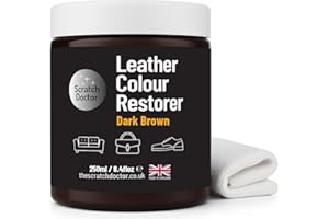 The Scratch Doctor Leather Colour Restorer Recolouring Balm Repair Treatment for Faded & Worn Absorbent Leather Furniture, Sofas, Chairs (Dark Brown, 250ml)