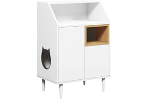 sogesfurniture Szafka dla kota, kuweta, domek dla kota z 2 drzwiami, kuweta dla kota, pudełko do przechowywania żwirku, szafka pomocnicza do salonu, sypialni, 62,5 x 40 x 92 cm