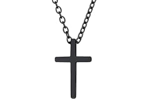 Richsteel Collier Croix Personnalisable Homme Or/Noir/Acier Inoxydable - Pendentif Croix avec Chaîne Réglable - Bijoux Chretienne Catholique Religion Croix pour Hommes Femmes Adolescents
