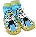 Baby Toddlers Kids Indoor Slipper Shoe Socks Moccasins NON SKID BLUE STRIPE MONKEY (Age 1-2 (Sole length 14cm))